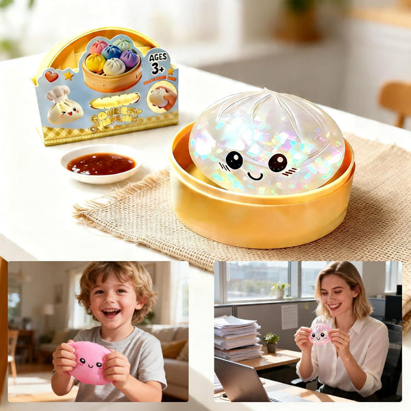 Slow Rise Glitter Dumpling, Fidget Squishies, Stretchy Squeeze Balls for Kids 